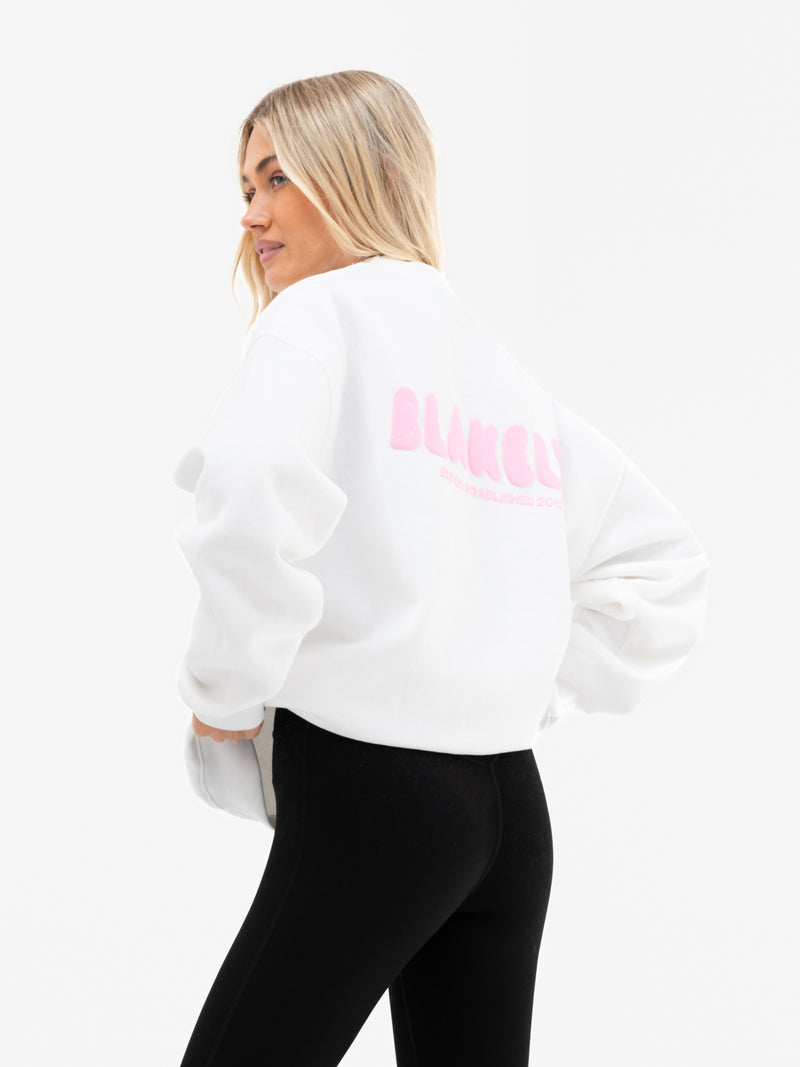 Cloud Print Oversized Jumper - Cremeweiß & Puderrosa