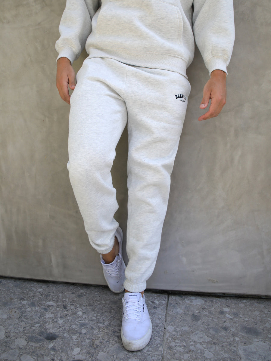 Varsity Relaxed Sweatpants - Marl White