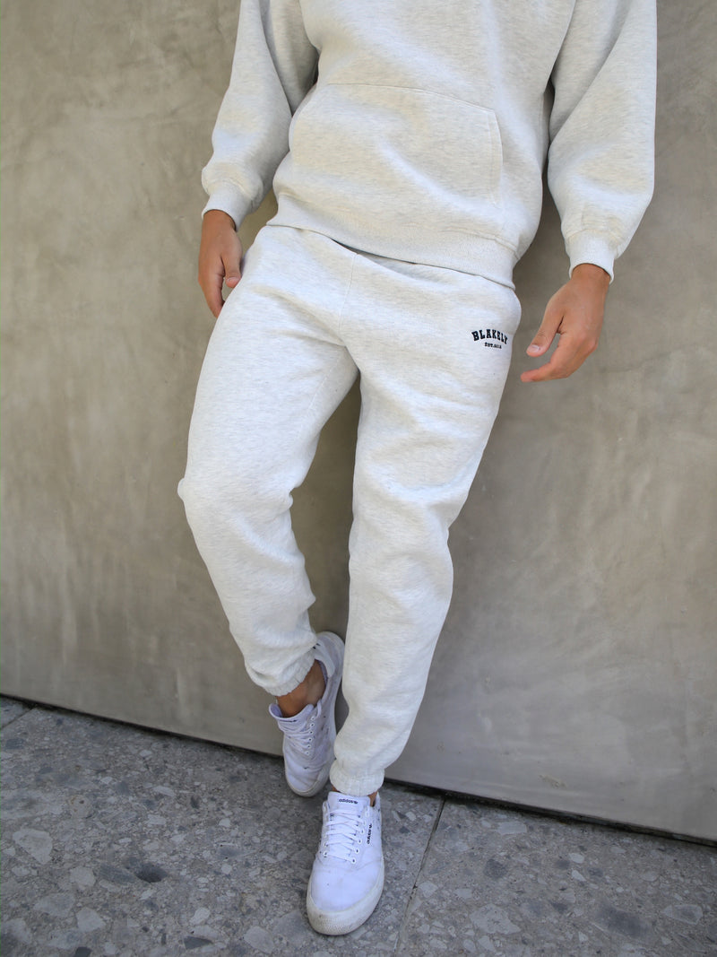 Varsity Relaxed Sweatpants - Marl White