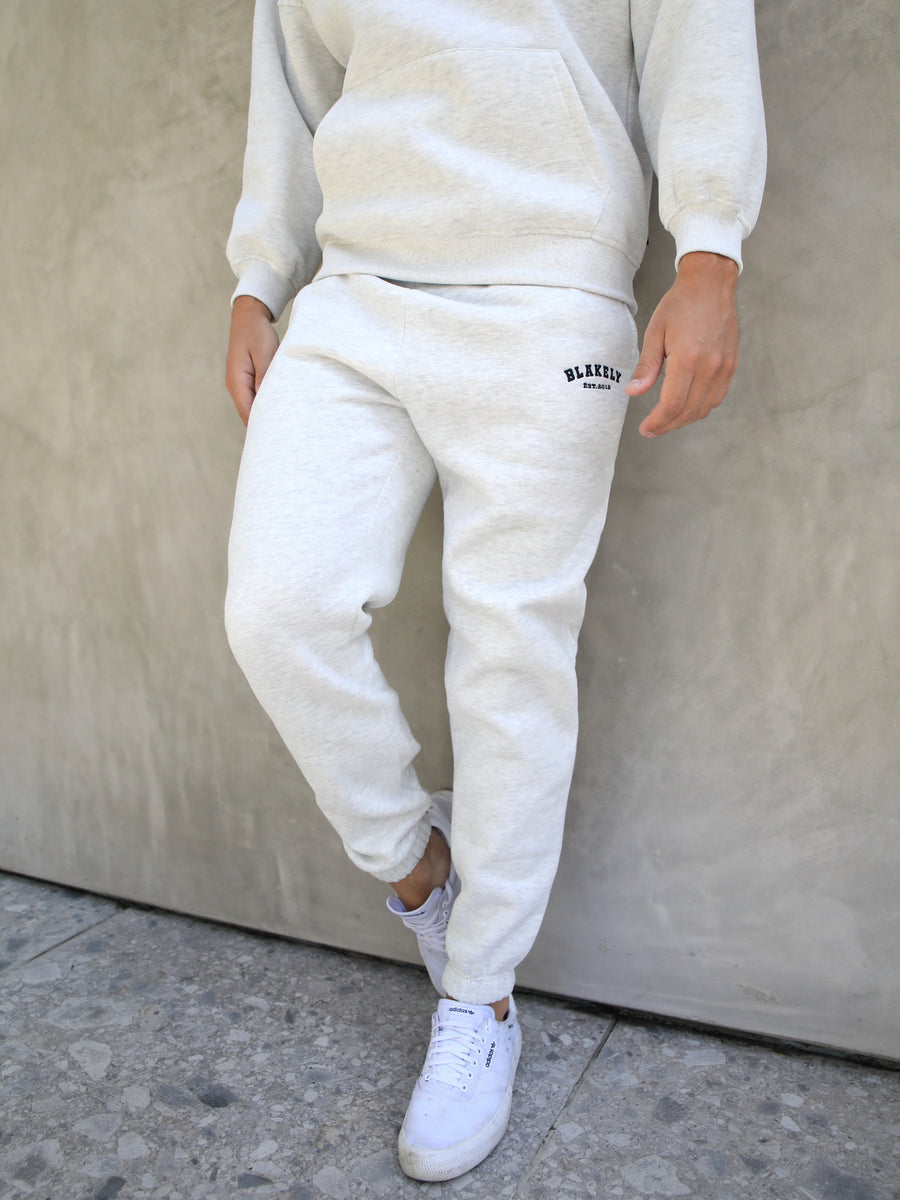 Varsity Relaxed Sweatpants - Marl White