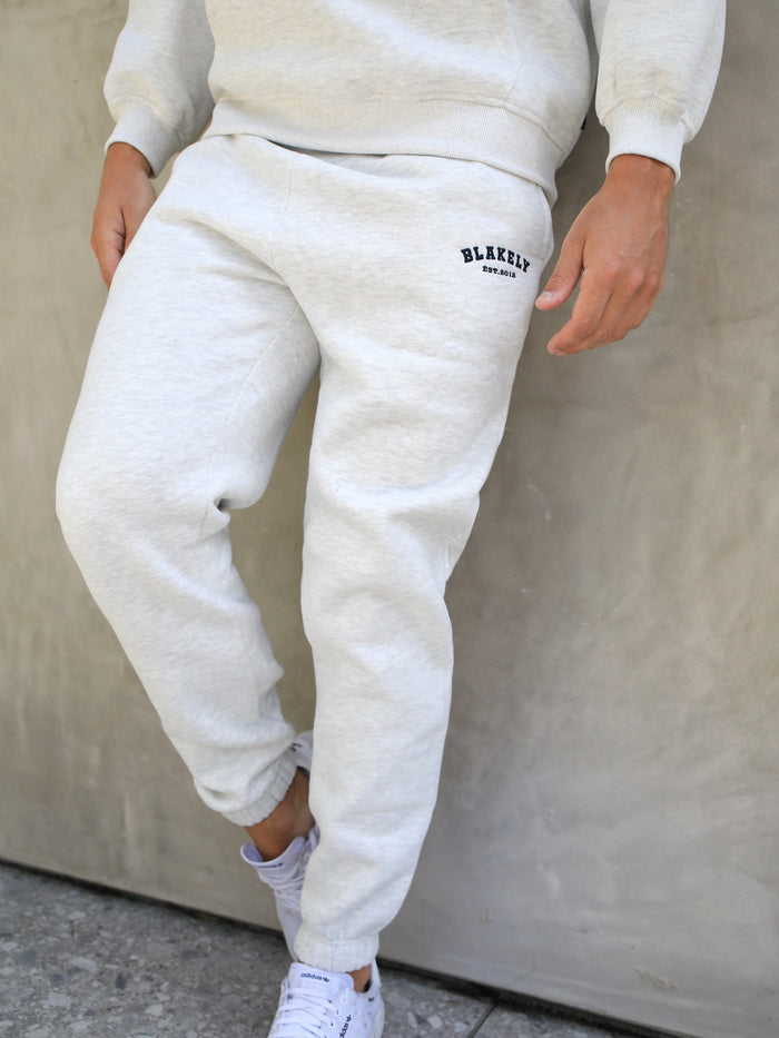 Varsity Relaxed Sweatpants - Marl White