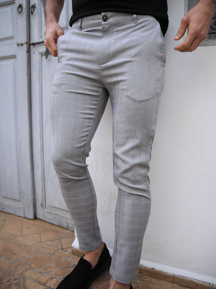 Assaki Checked Trousers - Grey