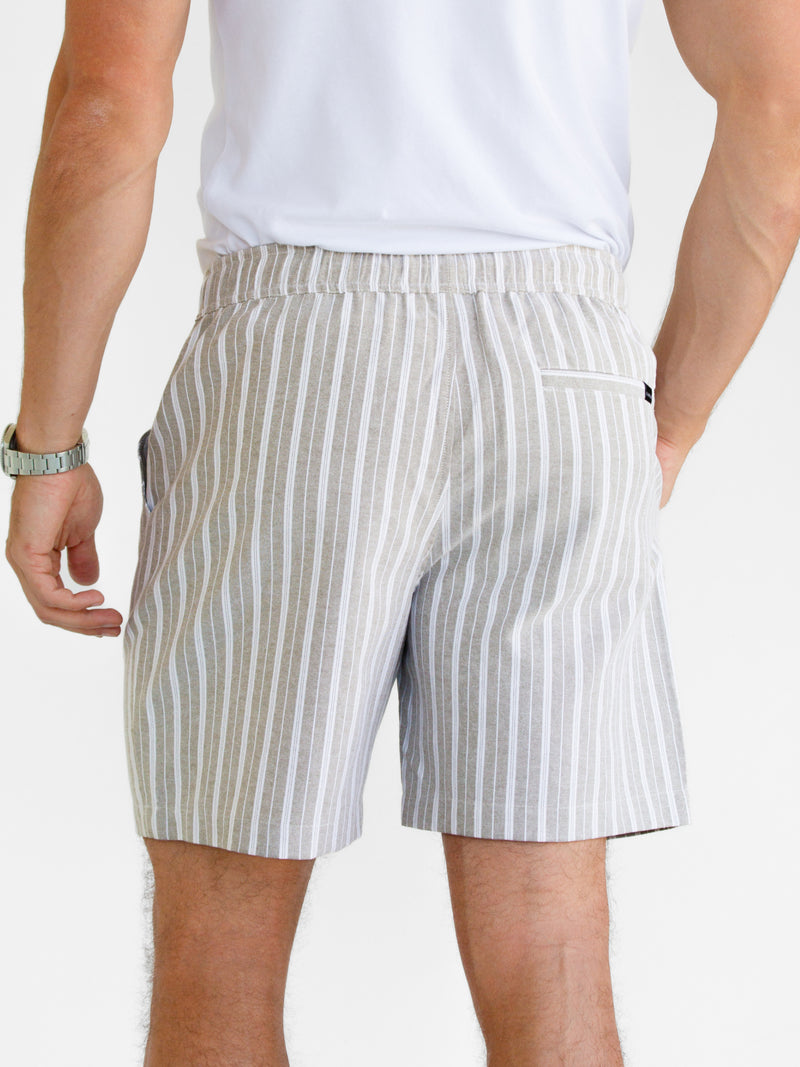 *NIET UITGEBRACHT* 2340 Gestreepte herenshorts - Kaki