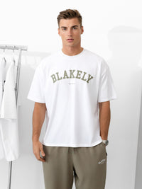 Varsity Unfitted T-Shirt - White & Safari Green