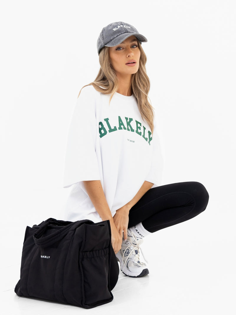 Varsity Ultra Oversized T-Shirt - White & Pine Green