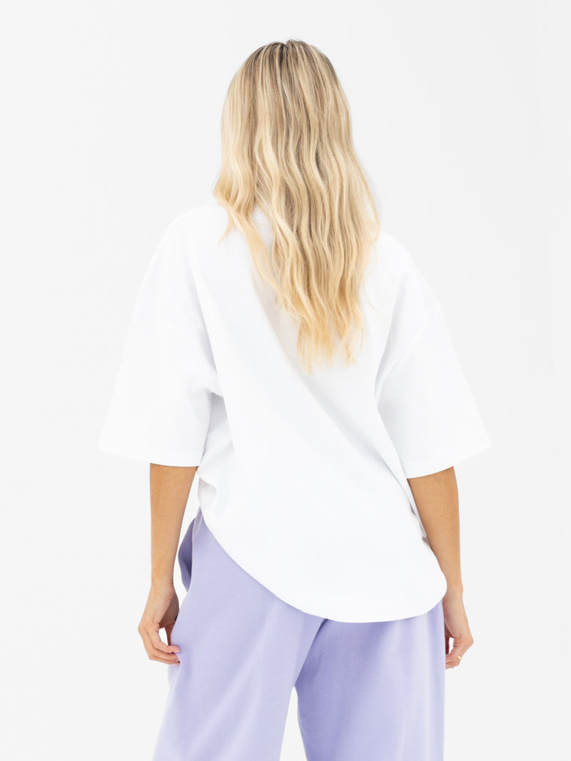 Varsity Ultra Oversized T-Shirt - Weiß & Helllila