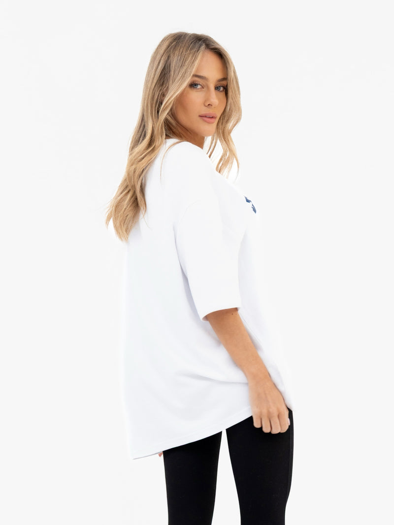 Varsity Ultra Oversized T-Shirt - White & True Navy