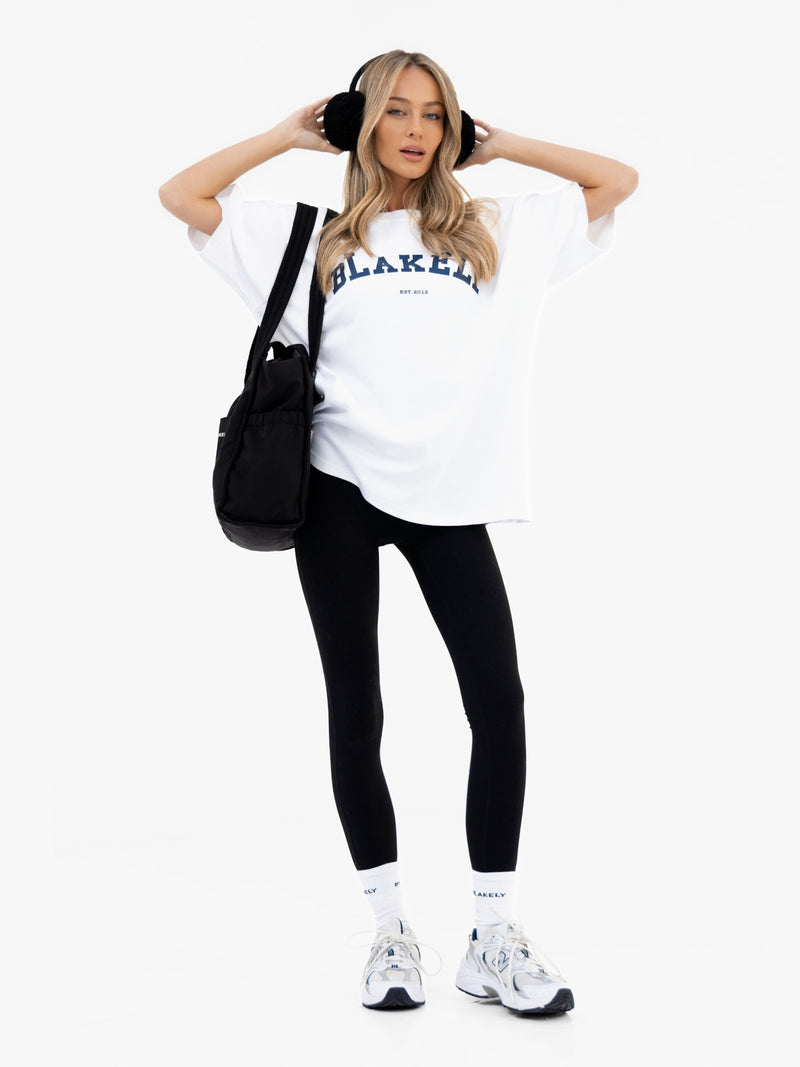 Varsity Ultra Oversized T-Shirt - White & True Navy