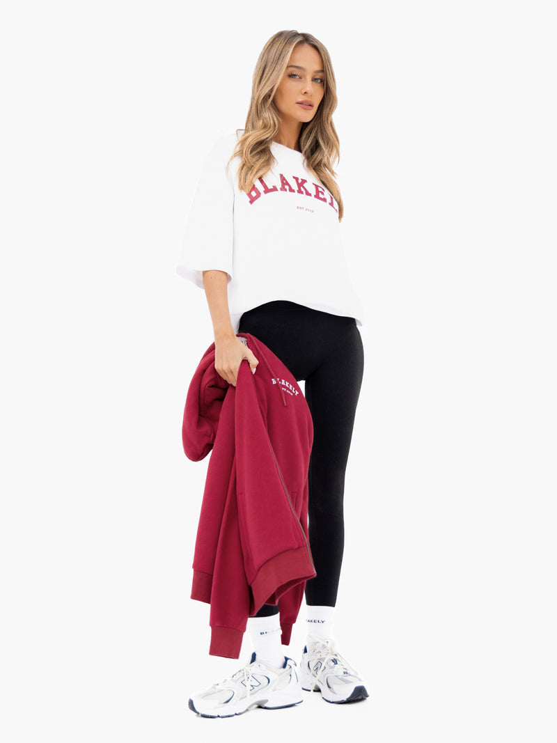 Varsity Ultra Oversized T-Shirt - White & Red