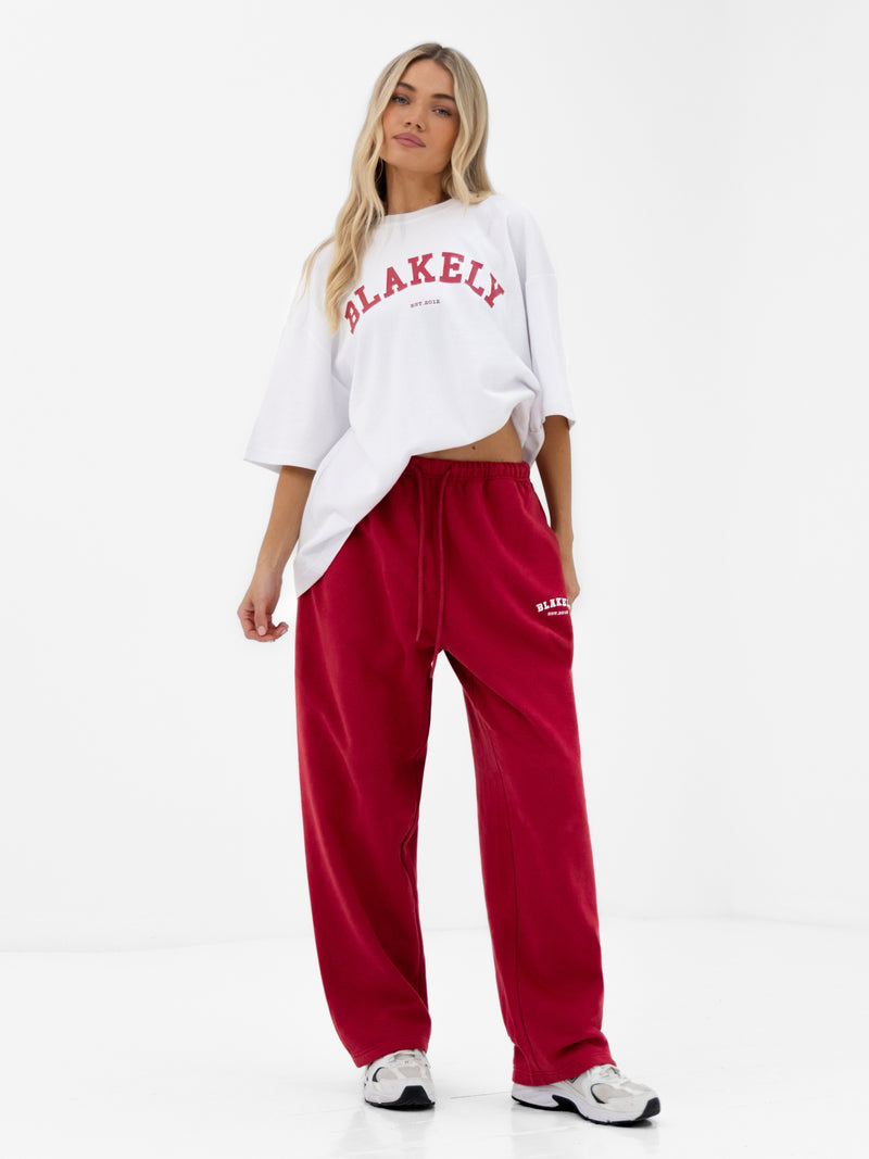 Varsity Ultra Oversized T-Shirt - White & Red