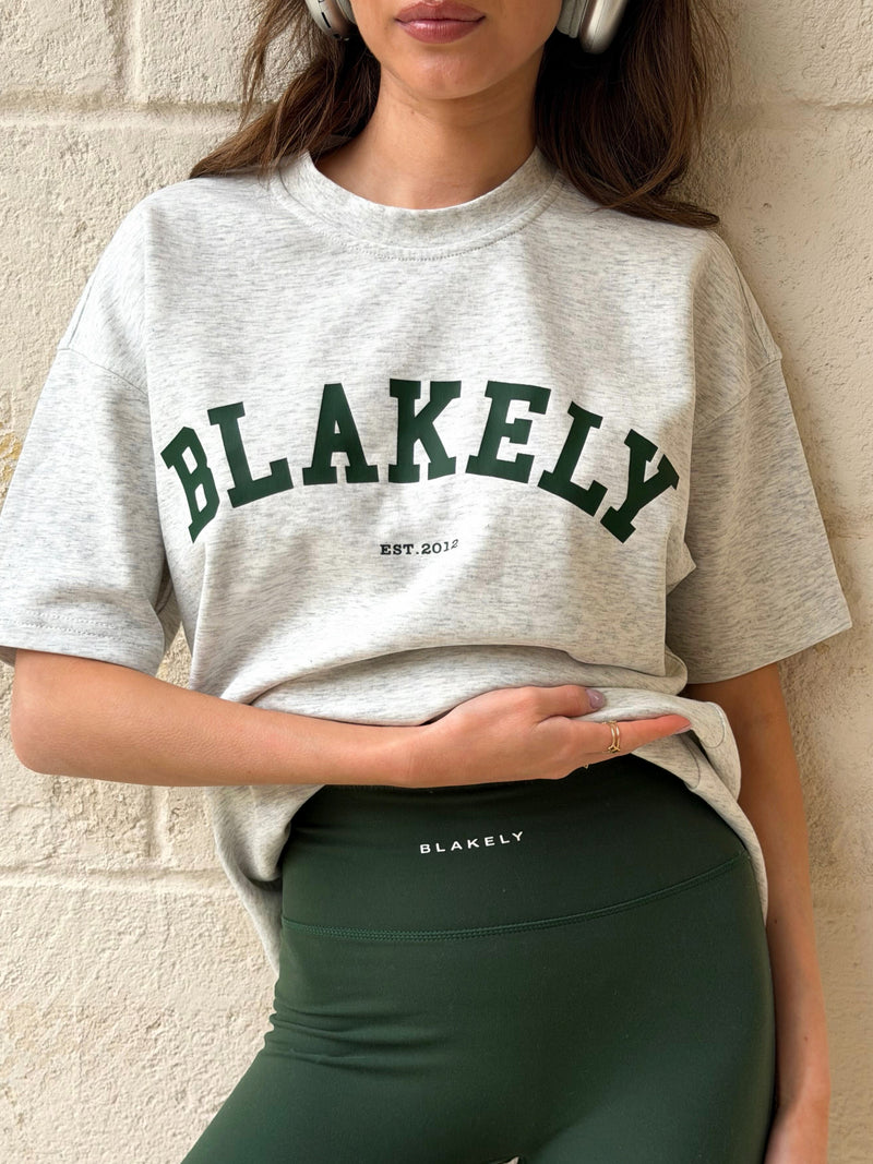 Varsity Oversized T-Shirt - Mergelwit & Diepgroen