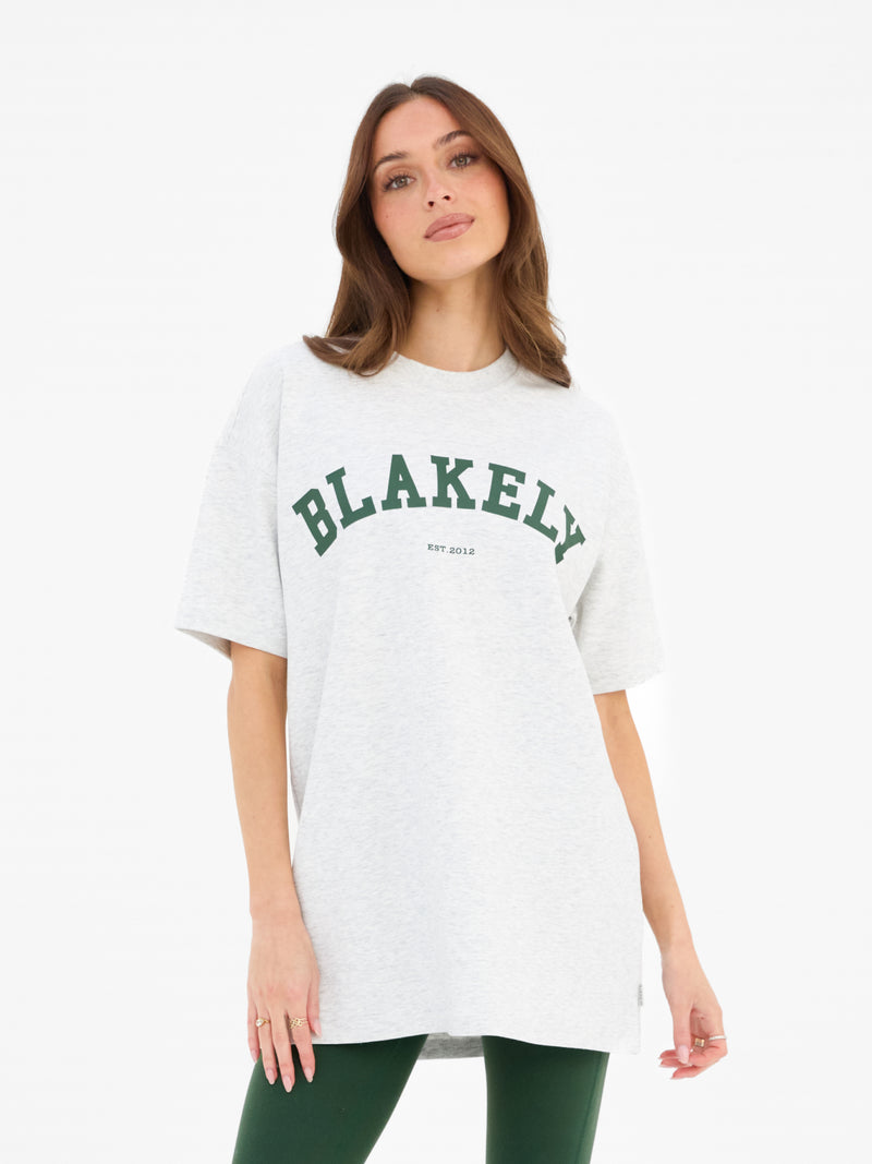 Varsity Oversized T-Shirt - Mergelwit & Diepgroen
