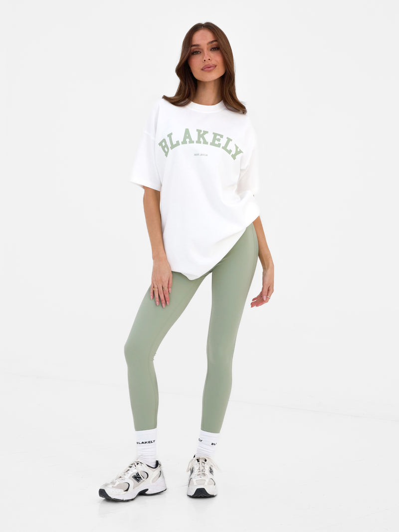 Varsity Oversized T-Shirt - White & Light Green