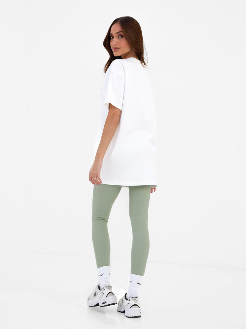 Varsity Oversized T-Shirt - White & Light Green