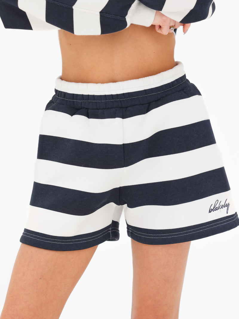 Molly Stripe Jogger Shorts - Marine