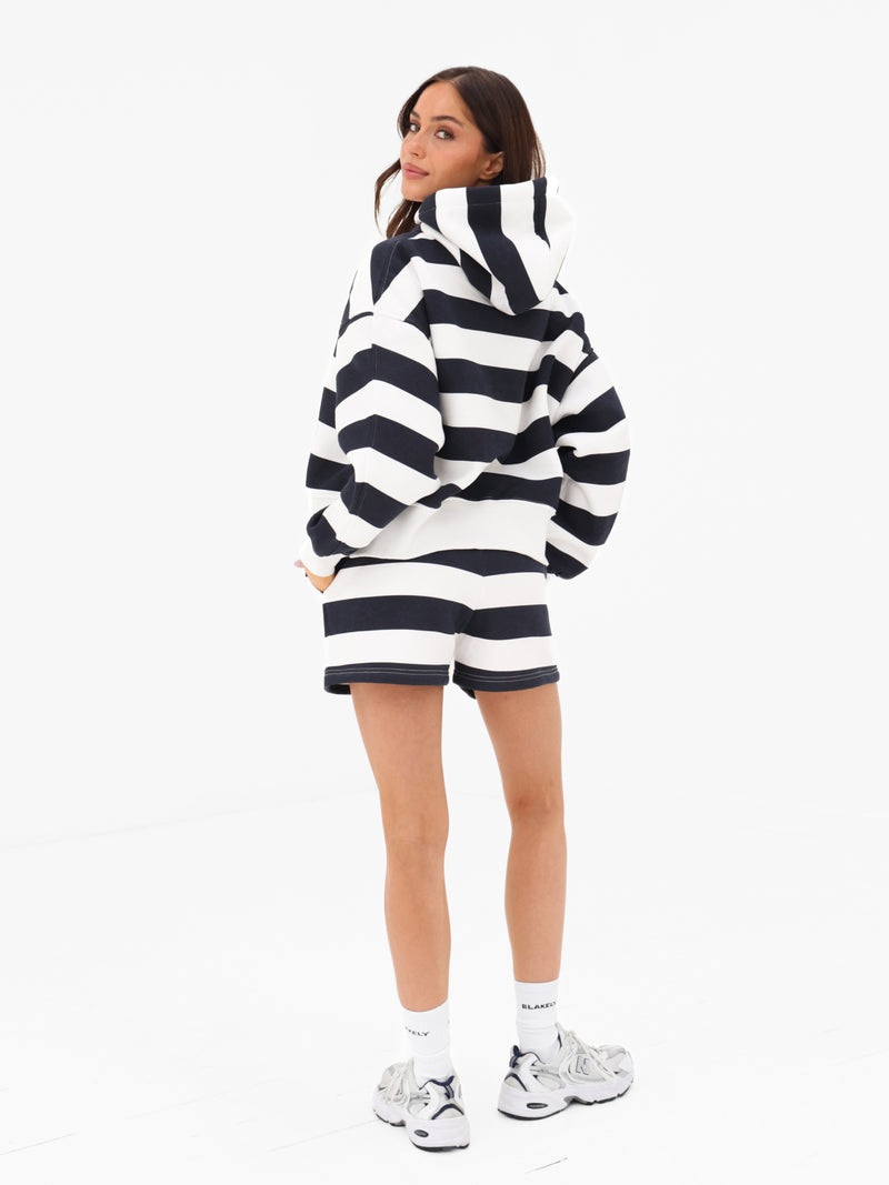 Molly Stripe Jogger Shorts - Marine