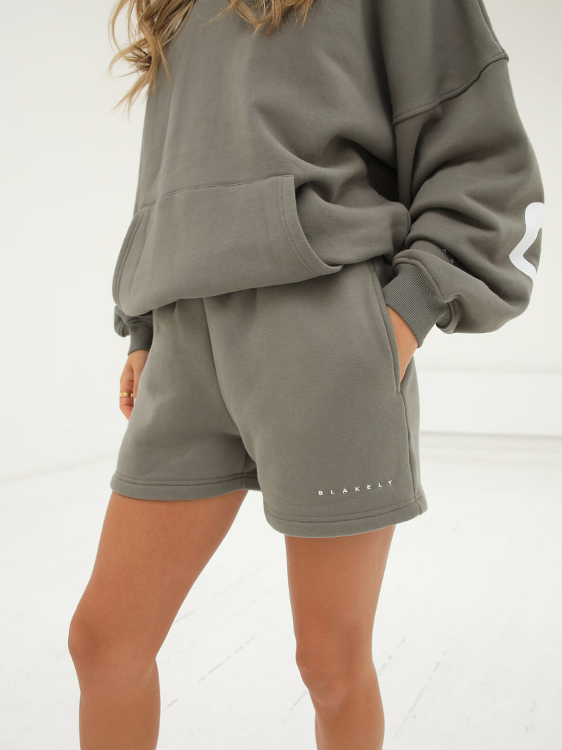 Isabel Hoodie & Jogger Shorts Set - Safari Green