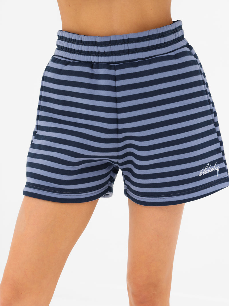 Evie Stripe Jogger Shorts - Blau