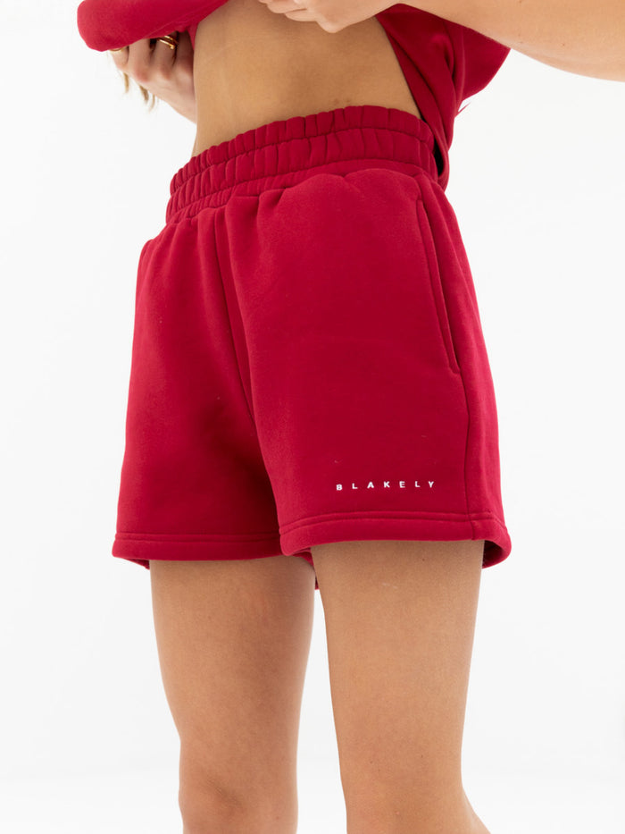 Isabel Jogger Shorts - Cherry Red
