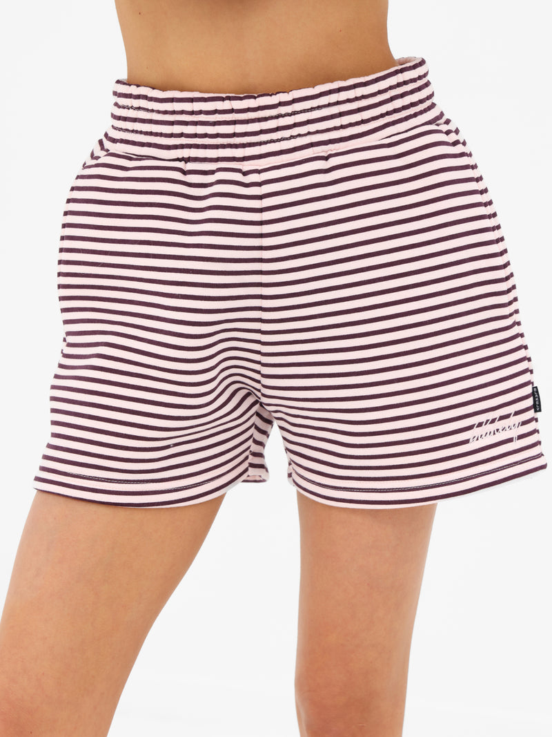 Shay Stripe Jogger Shorts - Dunkle Pflaume