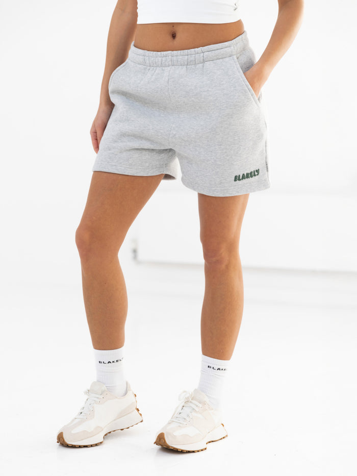 Cloud Print Jogger Shorts - Marl Grey