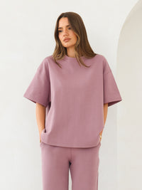 Blakely Basic Boxy Oversized T-Shirt - Stoffig roze