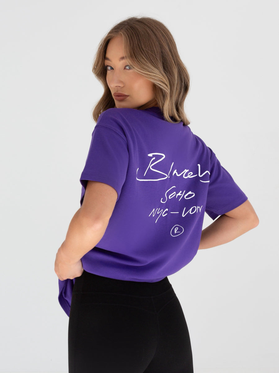 Soho Oversized Script T-Shirt - Purple