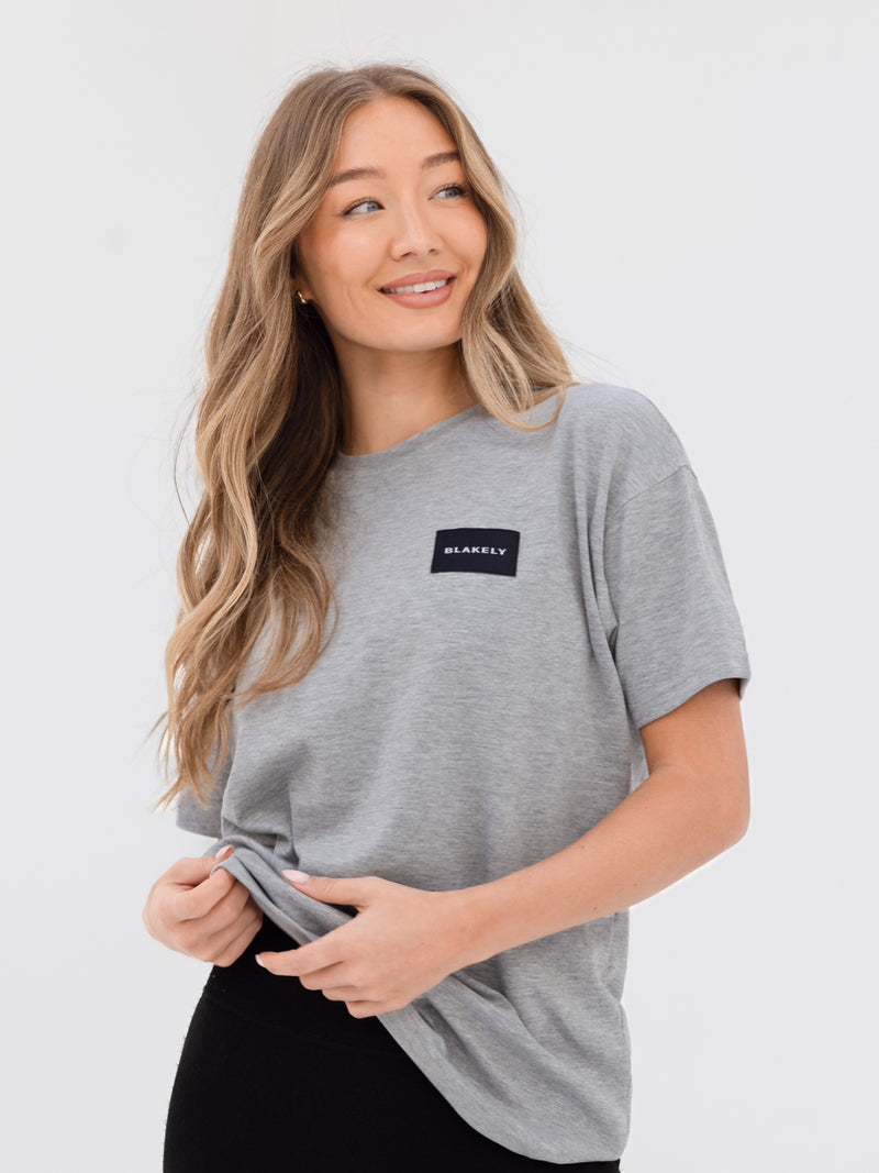 Label Oversized T-Shirt - Marl Grey