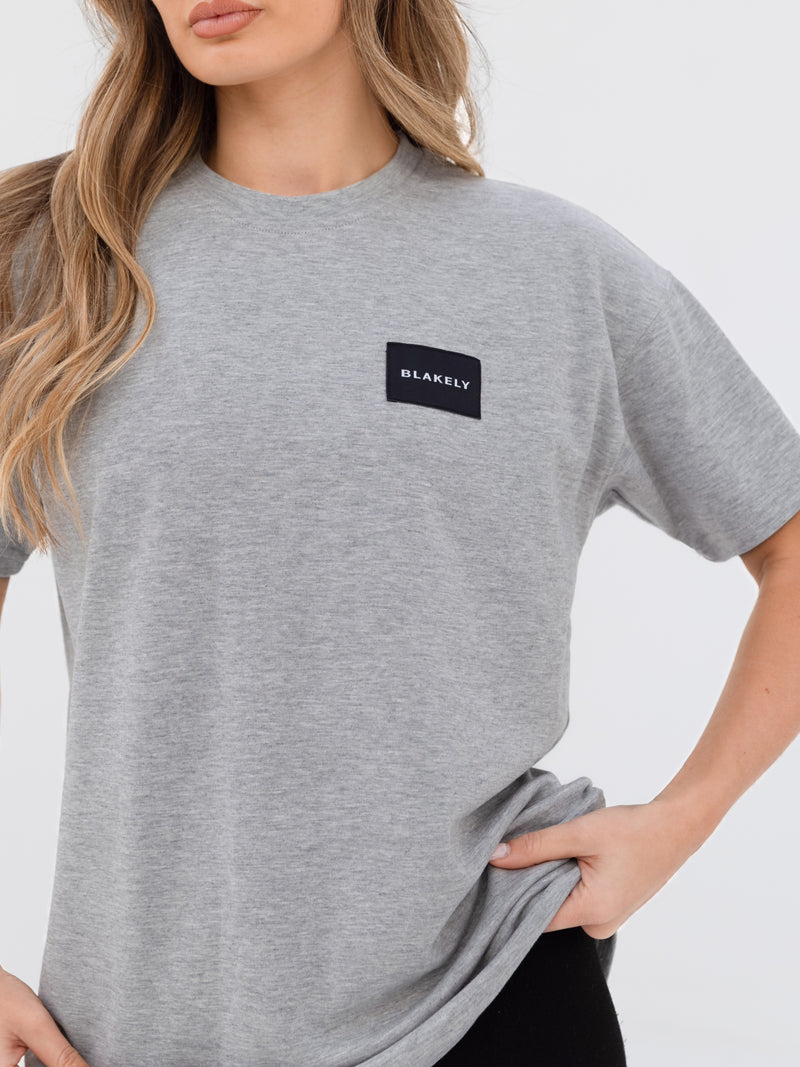 Label Oversized T-Shirt - Marl Grey