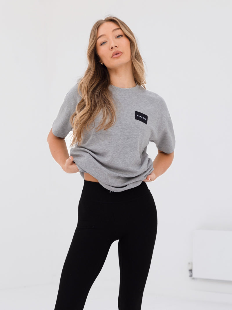 Label Oversized T-Shirt - Marl Grey