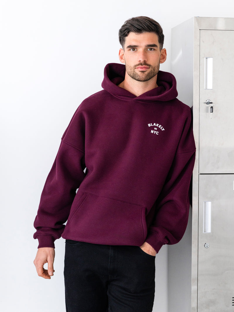 NYC Relaxed Hoodie - Donker Bourgondië