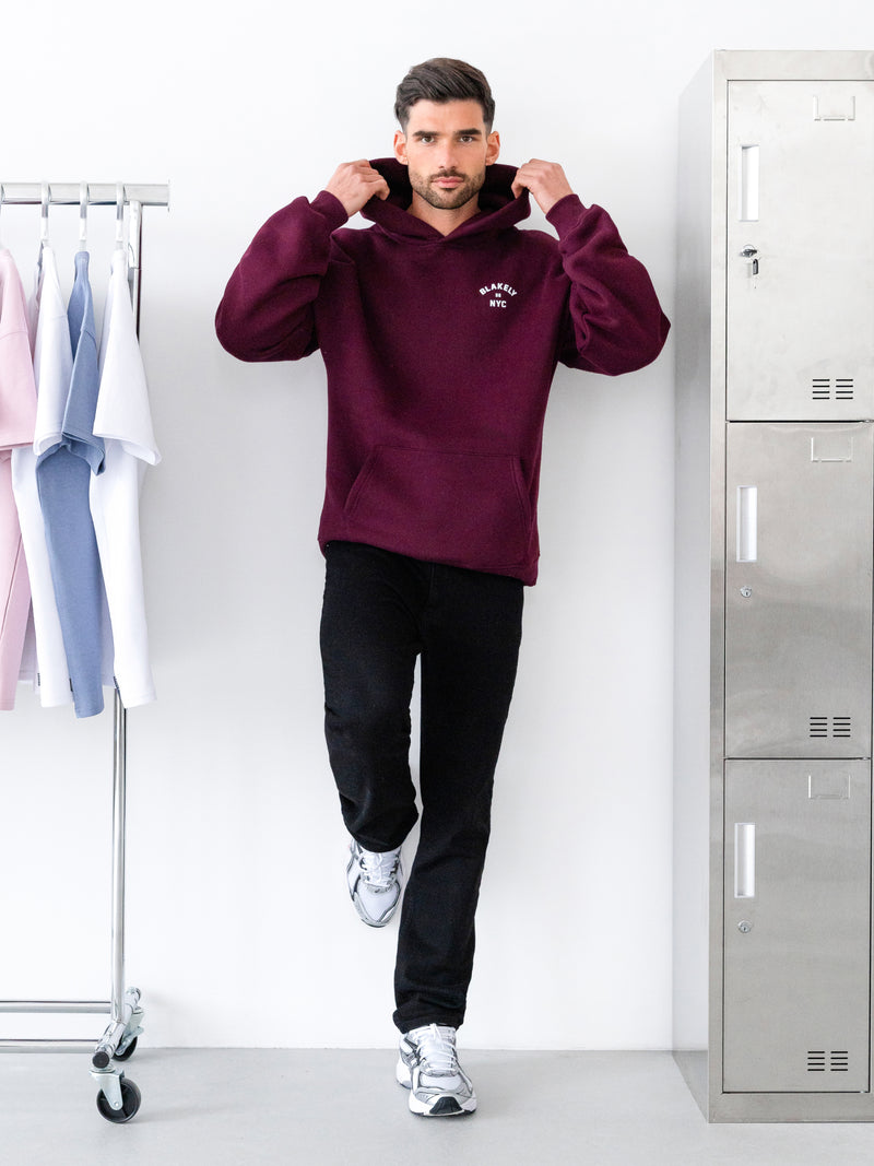 NYC Relaxed Hoodie - Donker Bourgondië