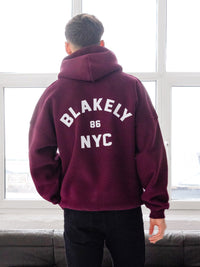 NYC Relaxed Hoodie - Dunkles Burgunderrot