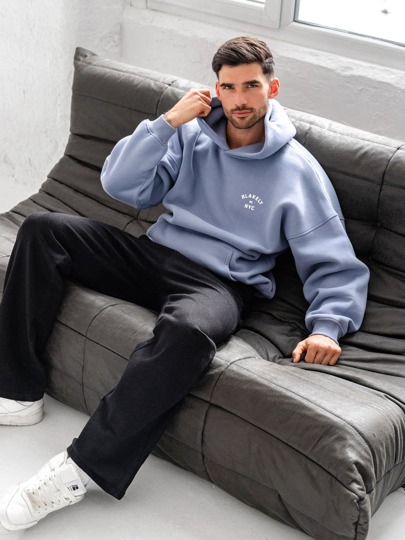 NYC Relaxed Hoodie - Bewolkt blauw