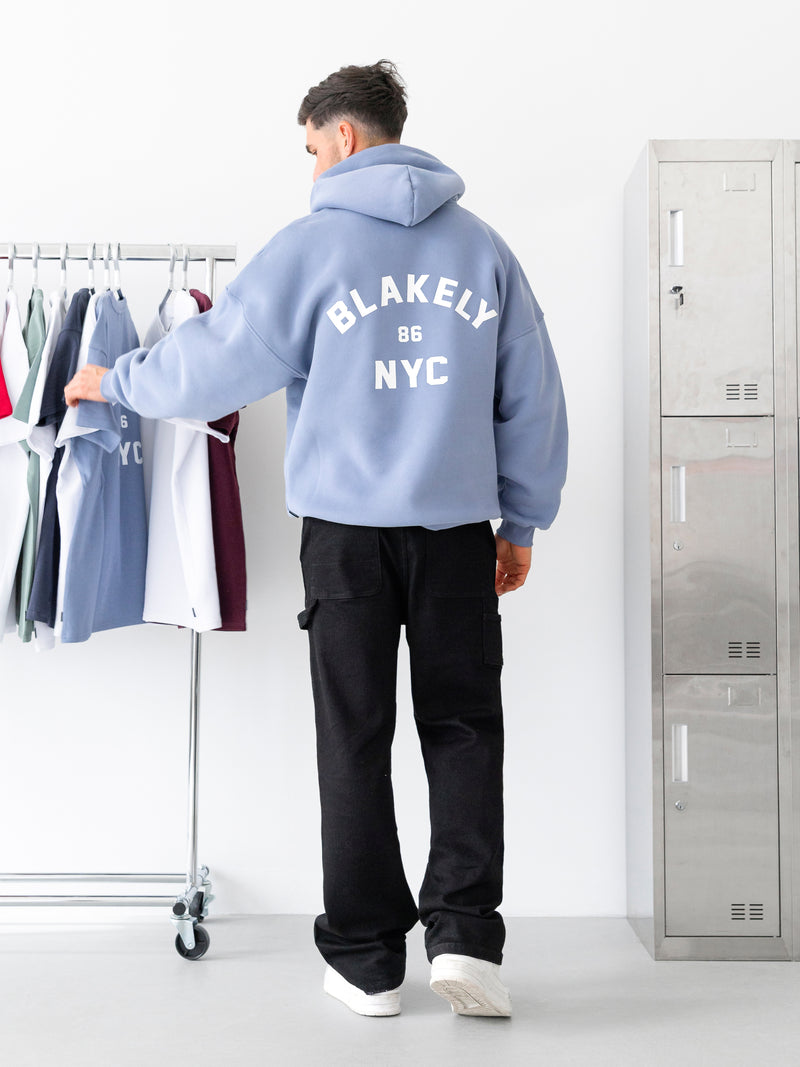 NYC Relaxed Hoodie - Bewolkt blauw