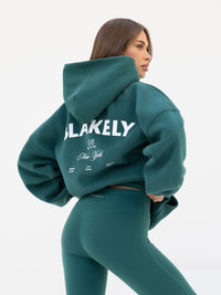 NY Crest Oversized Hoodie - Pine Green