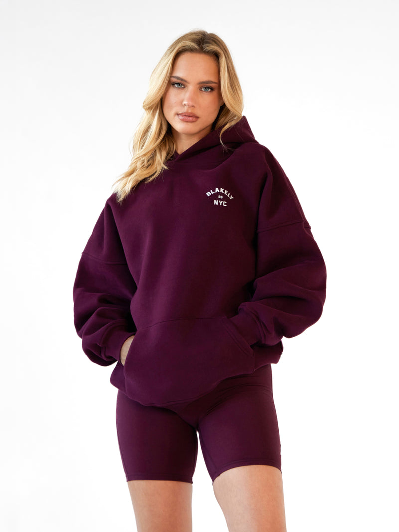 NYC Oversized Hoodie - Dark Cherry