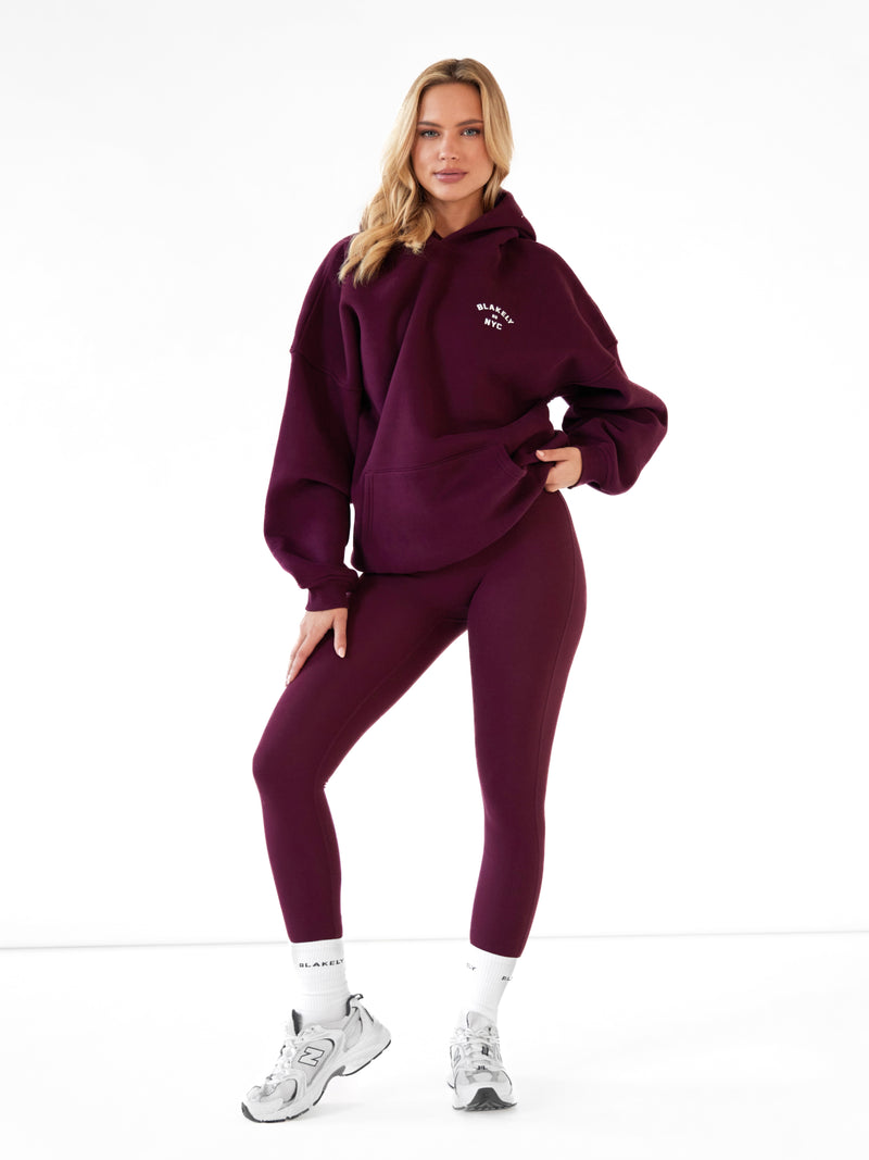NYC Oversized Hoodie - Dark Cherry