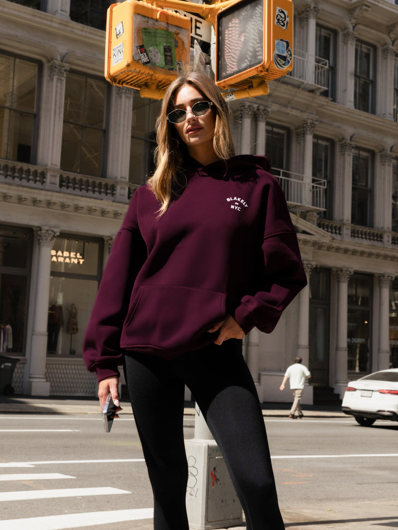 NYC Oversized Hoodie - Dark Cherry
