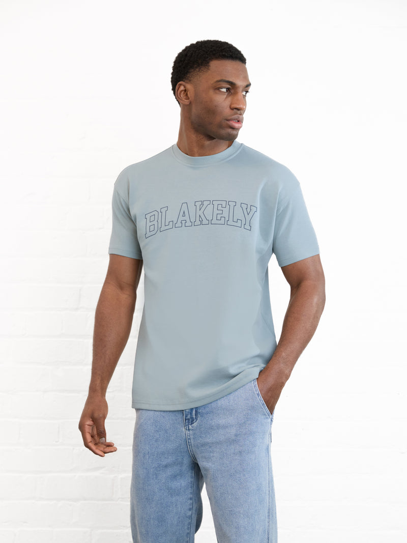 Outline Varsity Relaxed T-Shirt - Mineralblau