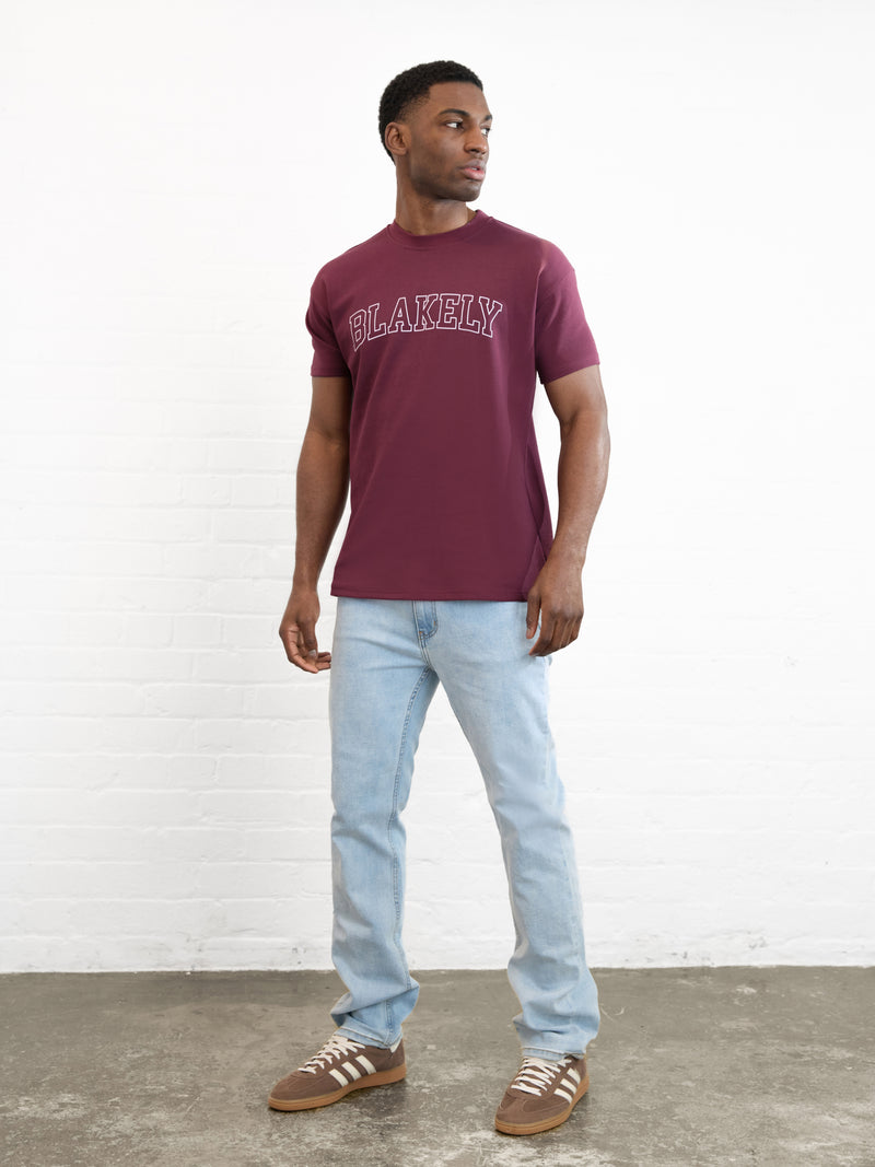 Outline Varsity Relaxed T-Shirt - Alter Burgunder