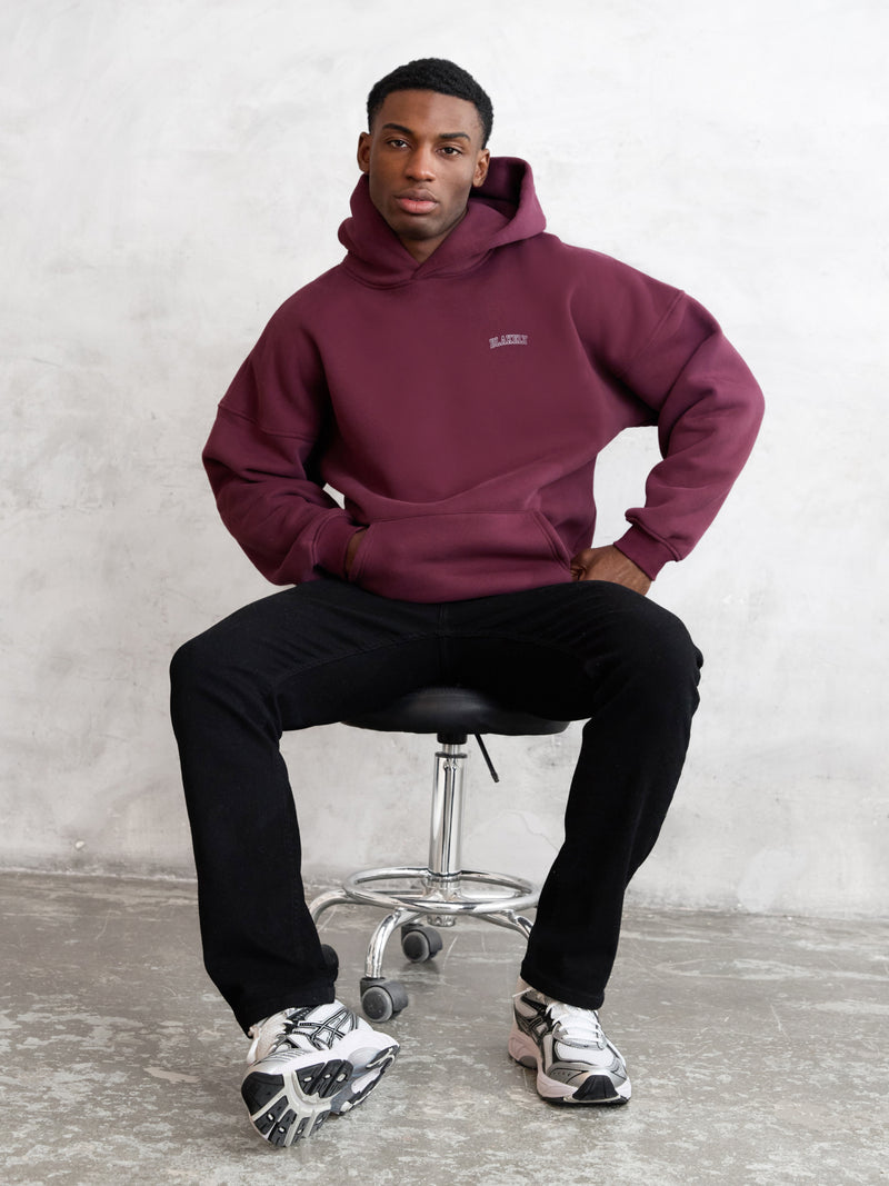 Outline Heritage Relaxed Hoodie - Alter Burgunder