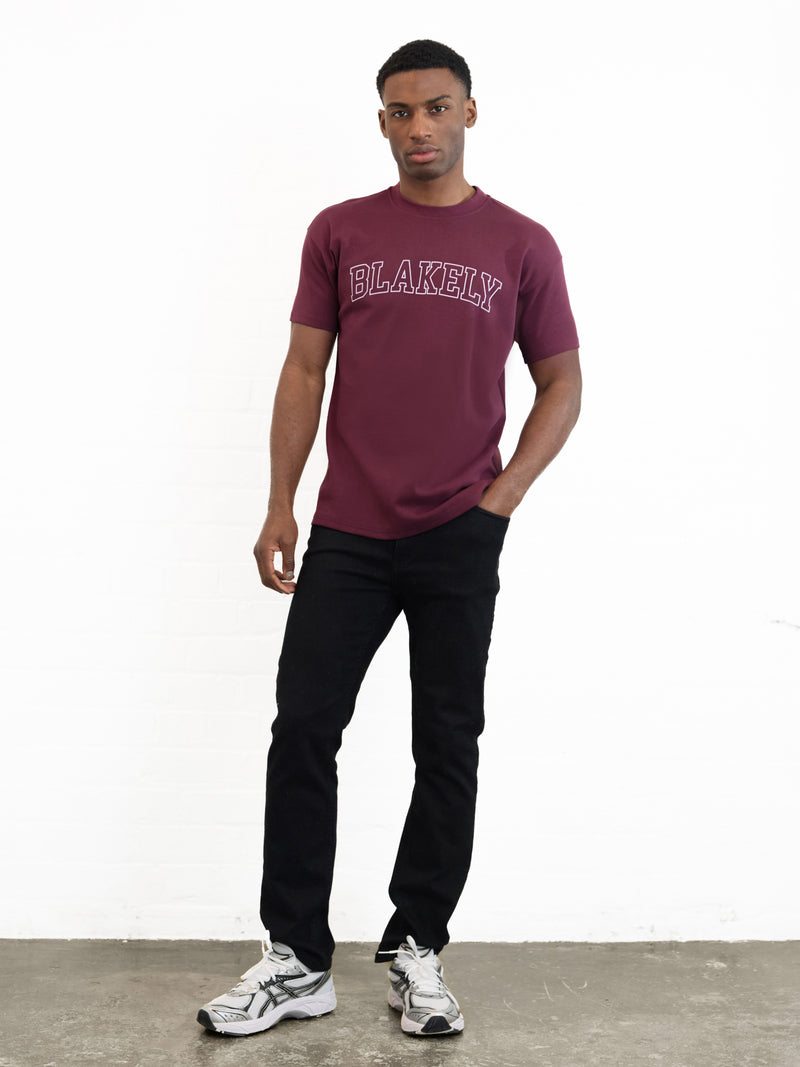 Outline Varsity Relaxed T-Shirt - Alter Burgunder