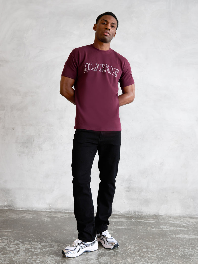Outline Varsity Relaxed T-Shirt - Alter Burgunder