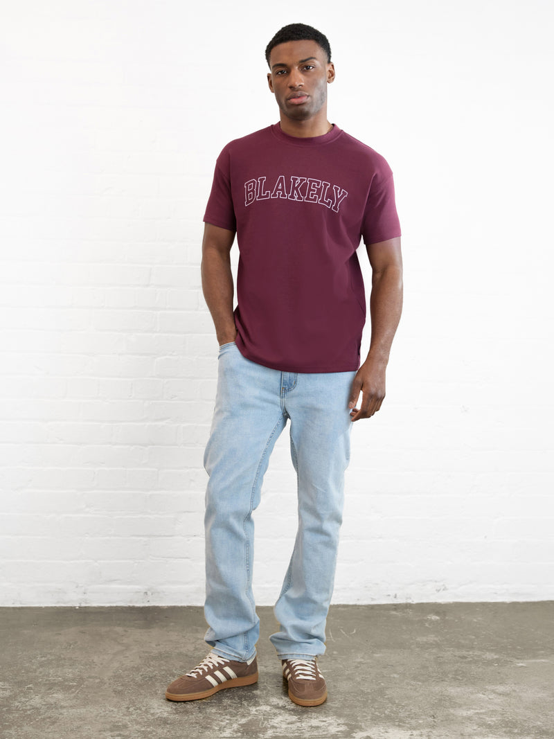 Outline Varsity Relaxed T-Shirt - Alter Burgunder