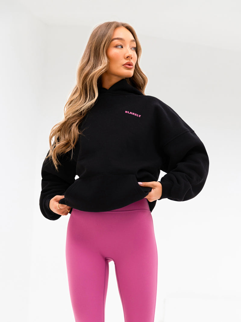 Amelie Oversized Hoodie - Schwarz & Rosa