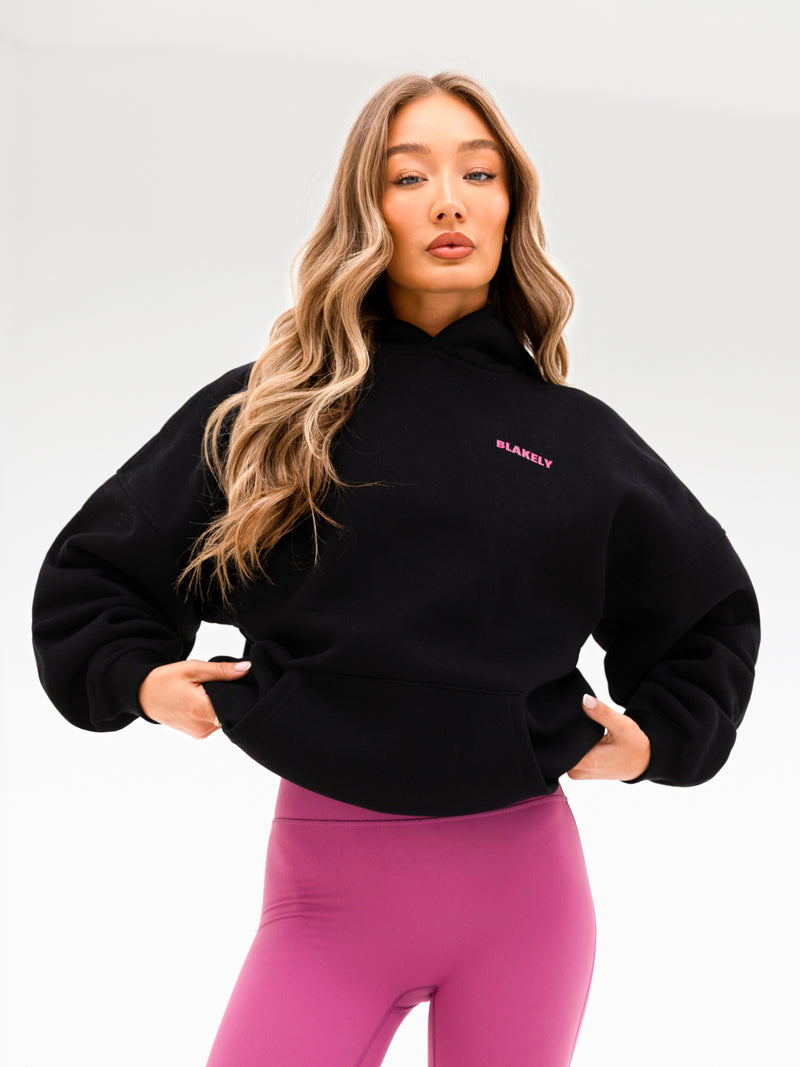 Amelie Oversized Hoodie - Schwarz & Rosa
