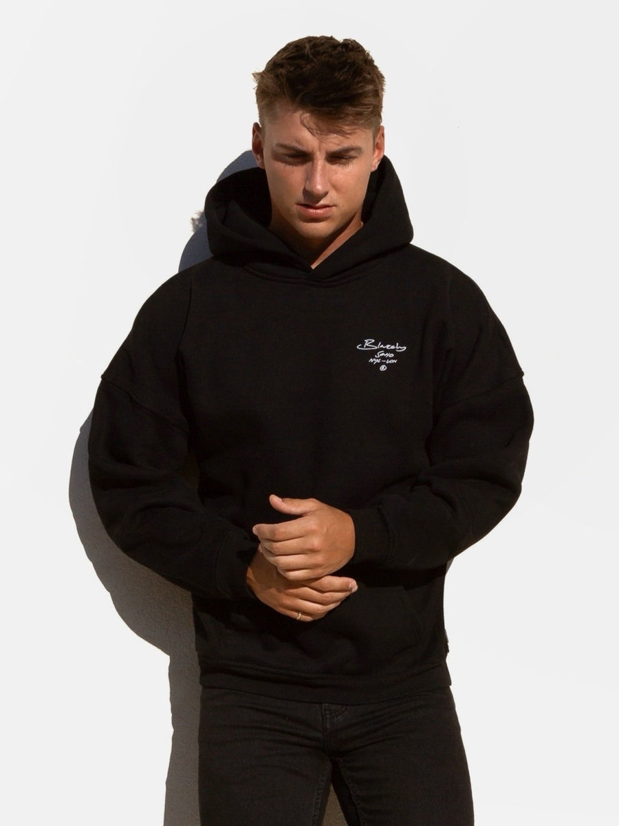 Soho Relaxed Script Hoodie - Black