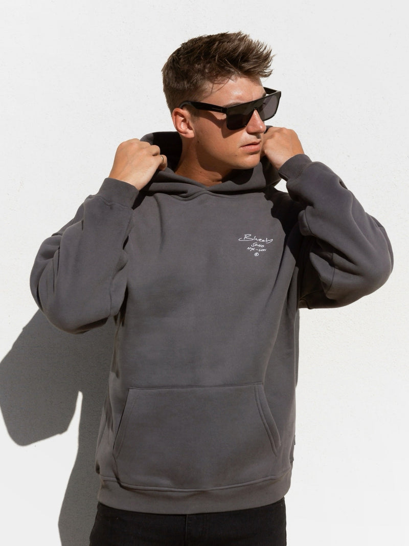 Soho Relaxed Script Hoodie - Charcoal