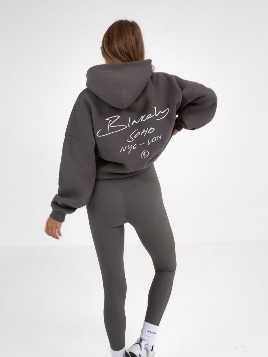 Soho Script Hoodie - Charcoal